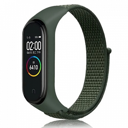 Ремешок для Mi Band 5 нейлоновый на липучке Хаки