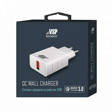 СЗУ USB Quick Charge 3.0 Белый BoraSCO